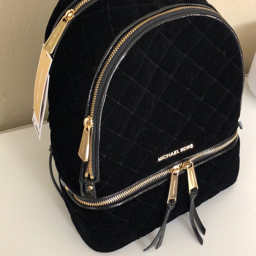 Michael Kors Backpack - Black Velvet Rhea, Med.